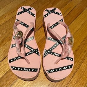 Brand New Pink Juicy Couture Platform Flipflops